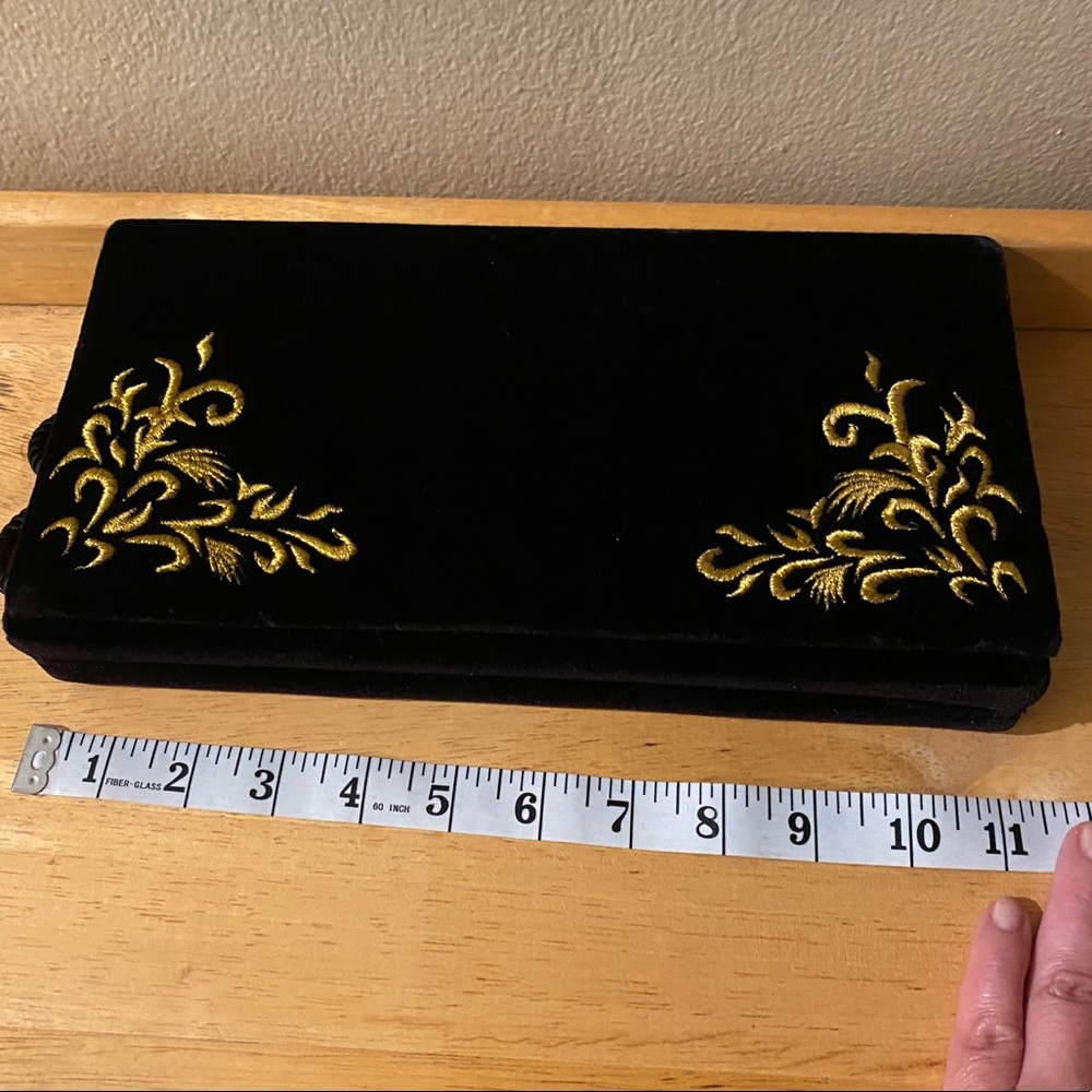 VTG Saks Fifth Avenue Black Velvet with Gold stitching